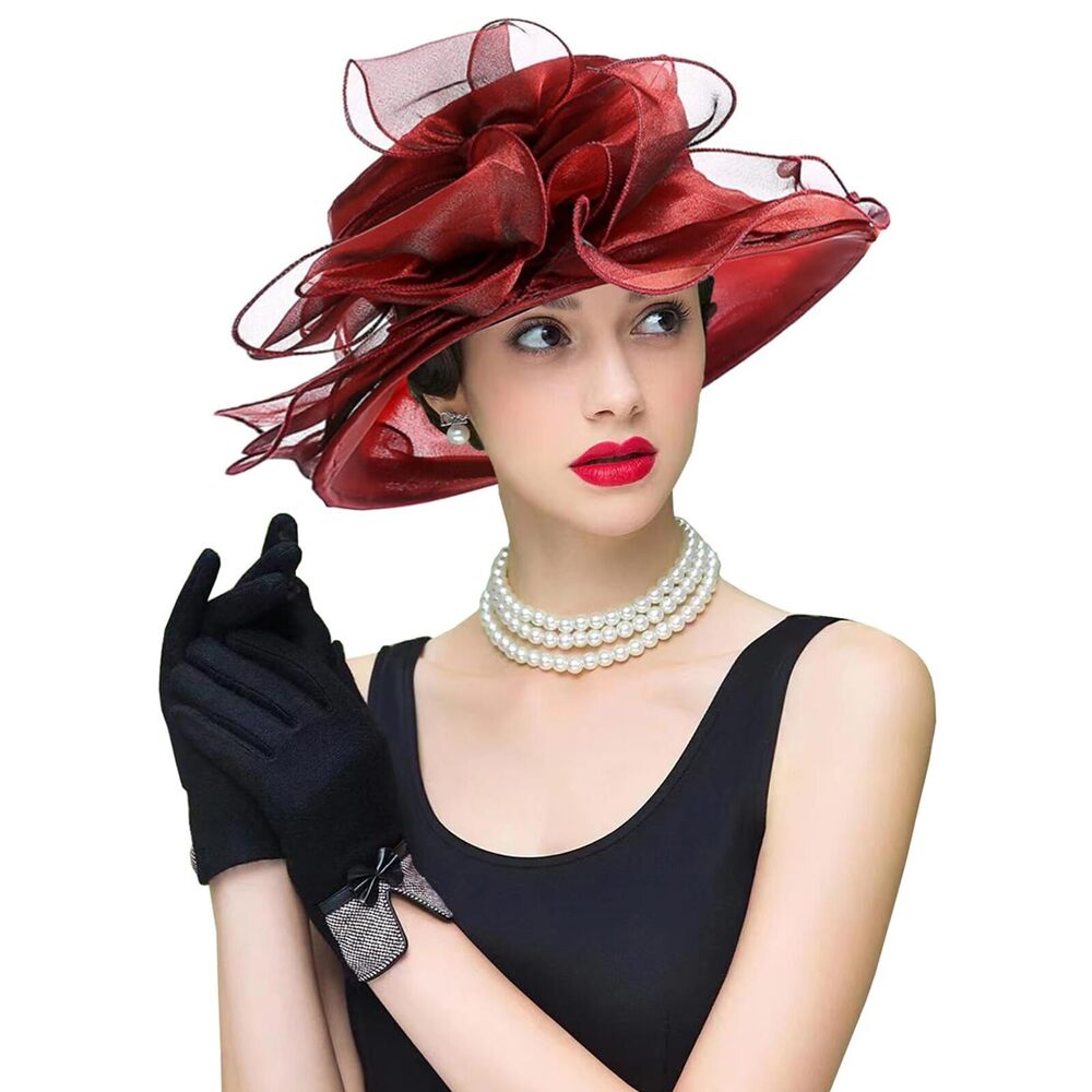 3434 Women's Organza Cloche Bowler Hat Derby Fascinator For Tea Party